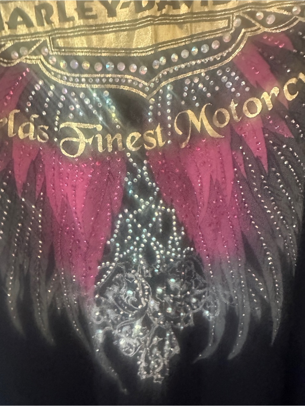 Harley-Davidson Black Top with Red, Pink and Gold Embroidery - Picture 6 of 7